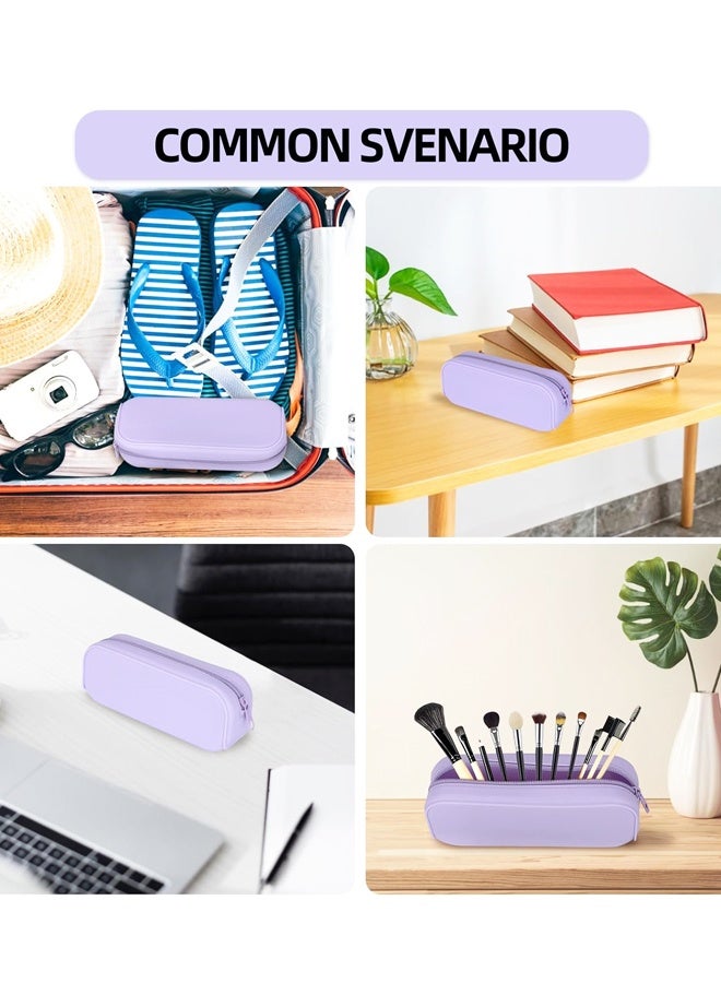 حقيبة أقلام رصاص بسحاب من السيليكون، حقيبة أقلام رصاص مقاومة للماء، حقيبة تخزين متعددة الوظائف ذات سعة كبيرة، للوازم المدرسية ومستحضرات التجميل (بنفسجي) - Image 5